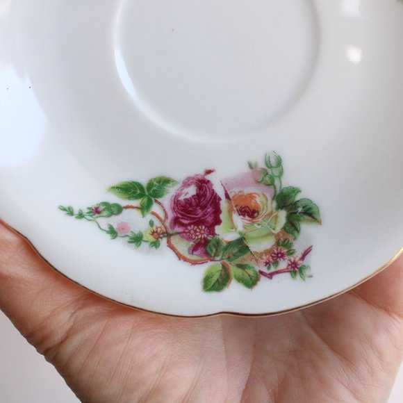 Vintage 1940s 1950s Tea Saucer, Made In Occupied Japan, Pink Rose China Plate - Picture 5 of 9